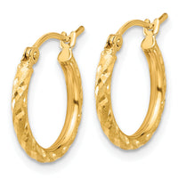 14k Polished and Satin D/C 2.00mm Hoop Earrings-TC1045
