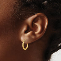14k Polished and Satin D/C 2.00mm Hoop Earrings-TC1045