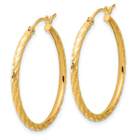 14k Polished and Satin D/C 2.00mm Hoop Earrings-TC1047