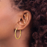 14k Polished and Satin D/C 2.00mm Hoop Earrings-TC1047