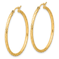 14k Polished and Satin D/C 2.00mm Hoop Earrings-TC1048