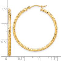 14k Polished and Satin D/C 2.00mm Hoop Earrings-TC1048