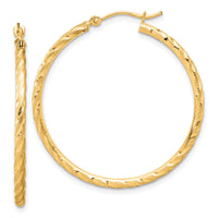 14k Polished and Satin D/C 2.00mm Hoop Earrings-TC1048