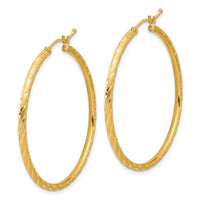 14k Polished and Satin D/C 2.00mm Hoop Earrings-TC1049