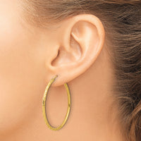 14k Polished and Satin D/C 2.00mm Hoop Earrings-TC1049