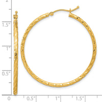 14k Polished and Satin D/C 2.00mm Hoop Earrings-TC1049