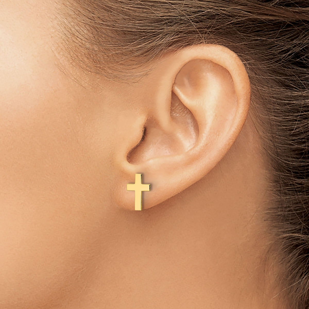 14k Polished Cross Earrings-TC1061