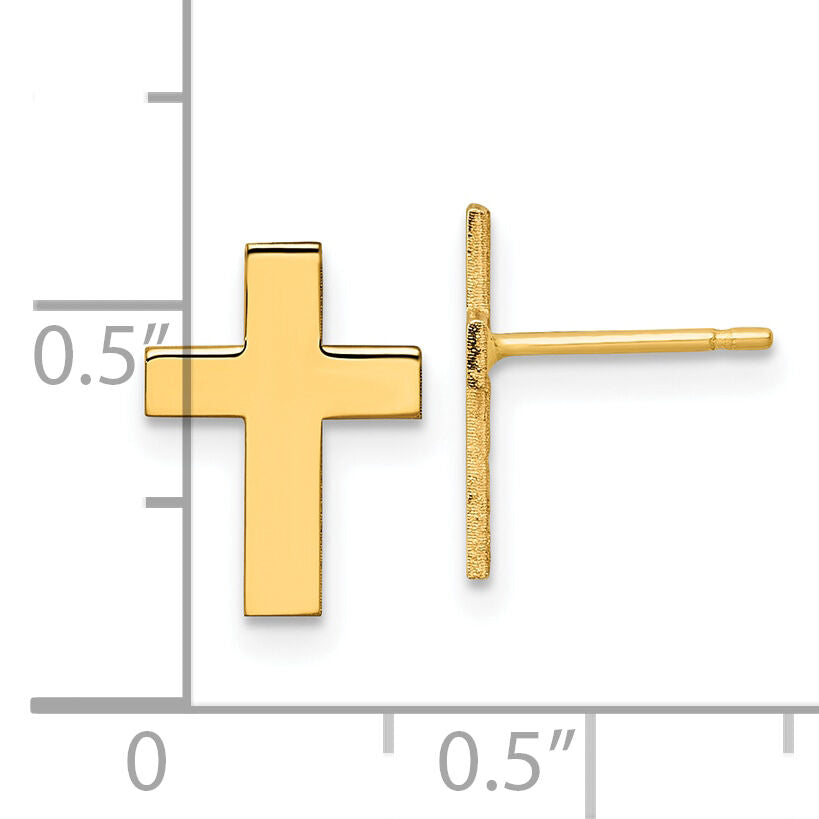 14k Polished Cross Earrings-TC1061