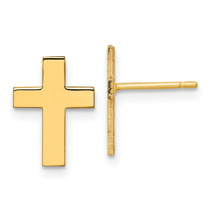 14k Polished Cross Earrings-TC1061