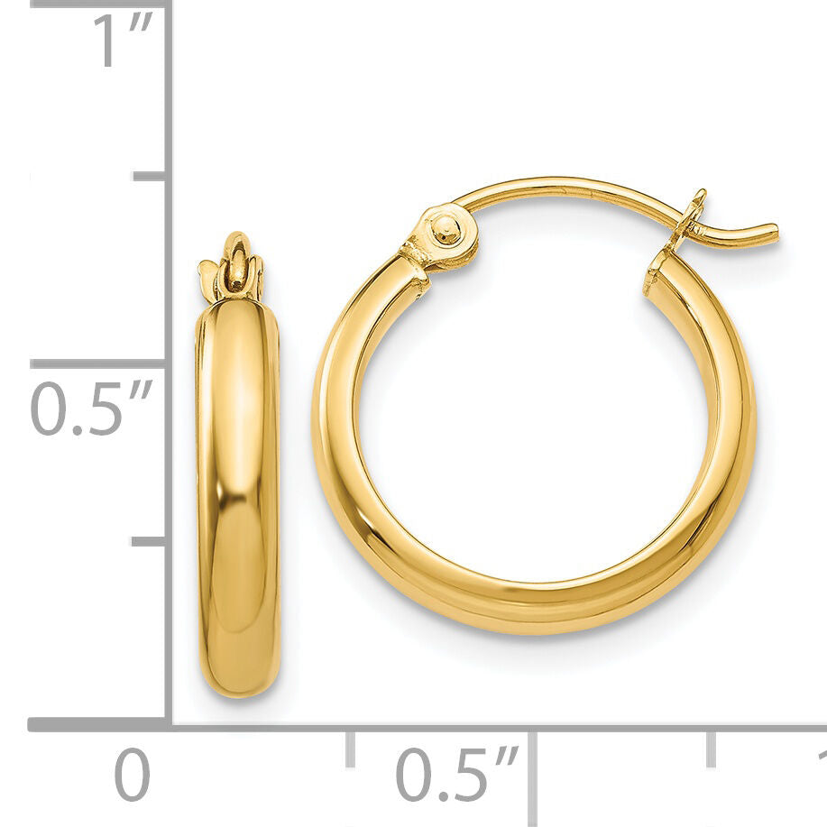 14k Round Tube Hoop Earrings-TC138