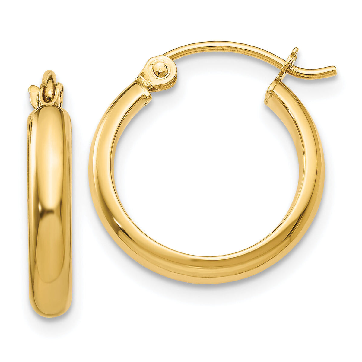 14k Round Tube Hoop Earrings-TC138