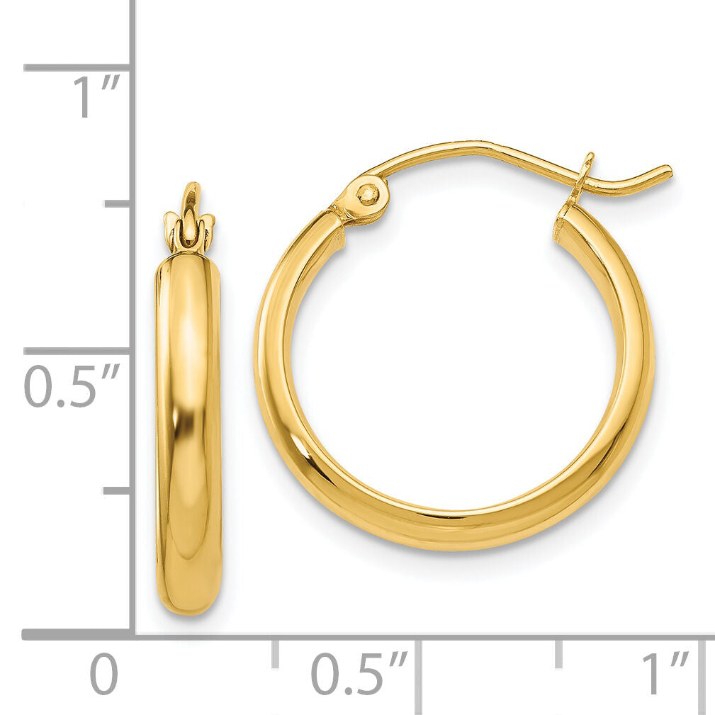 14k Round Tube Hoop Earrings-TC139