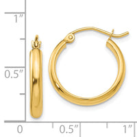 14k Round Tube Hoop Earrings-TC139