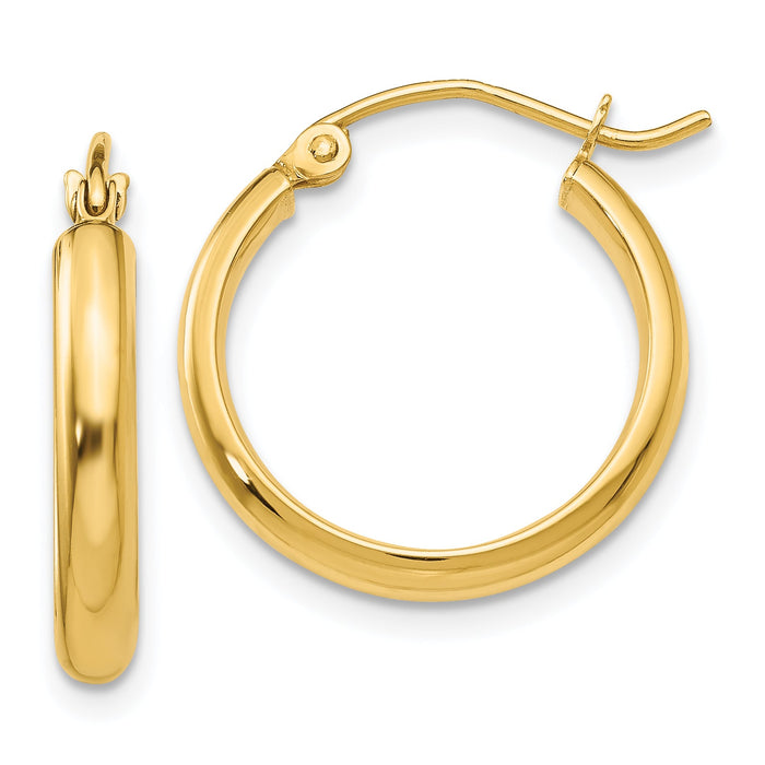 14k Round Tube Hoop Earrings-TC139