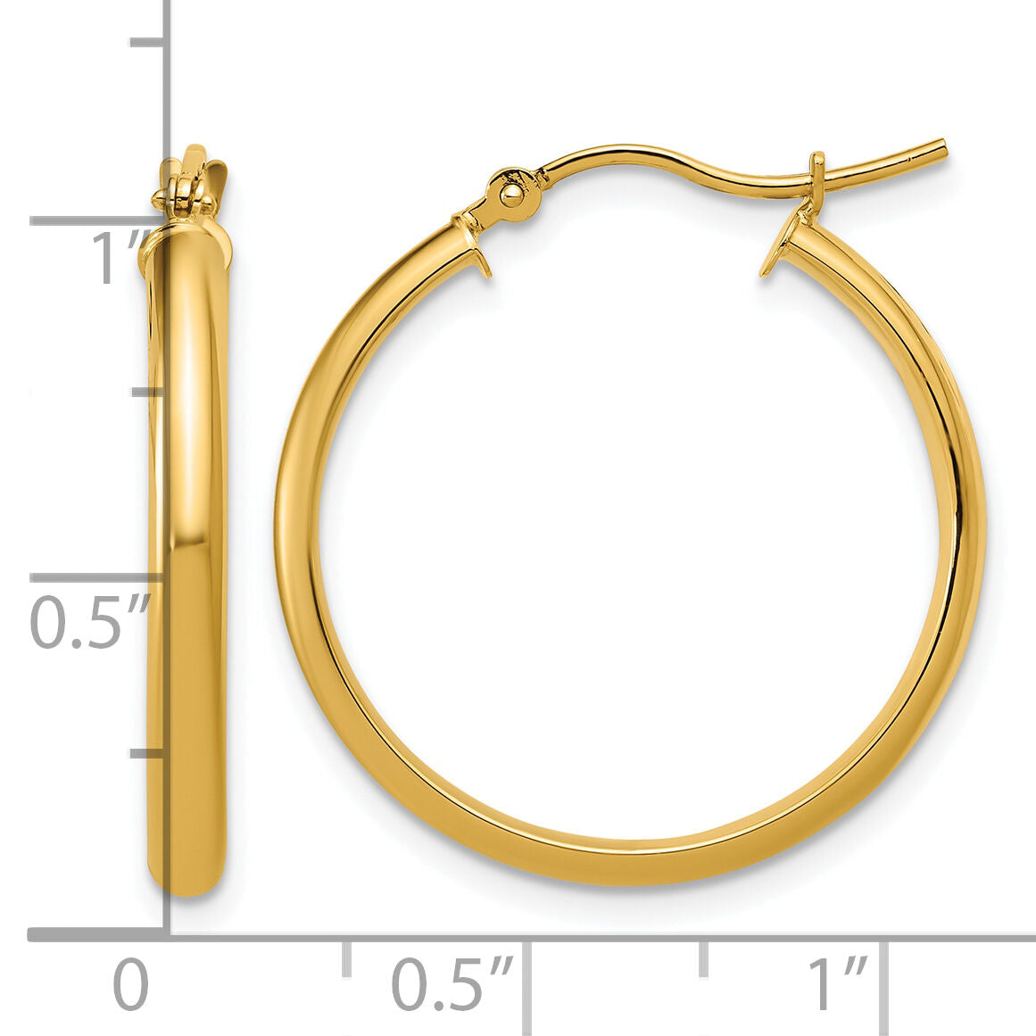14k Round Tube Hoop Earrings-TC140