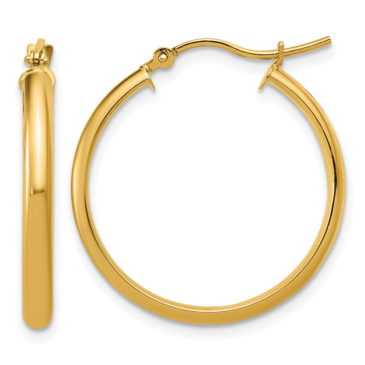 14k Round Tube Hoop Earrings-TC140