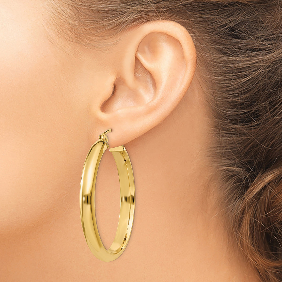 14k Round Tube Hoop Earrings-TC142