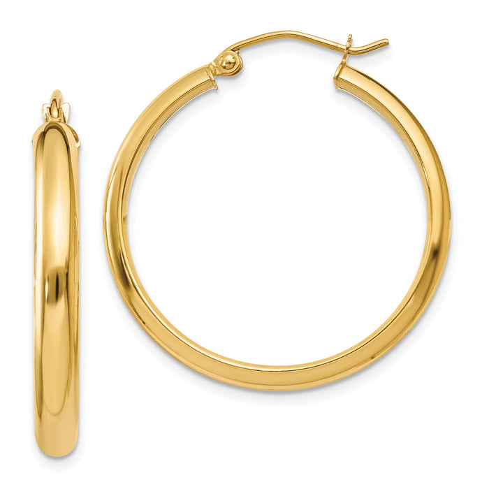 14k Round Tube Hoop Earrings-TC142