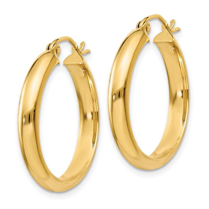 14k Round Tube Hoop Earrings-TC143
