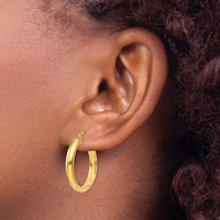 14k Round Tube Hoop Earrings-TC143