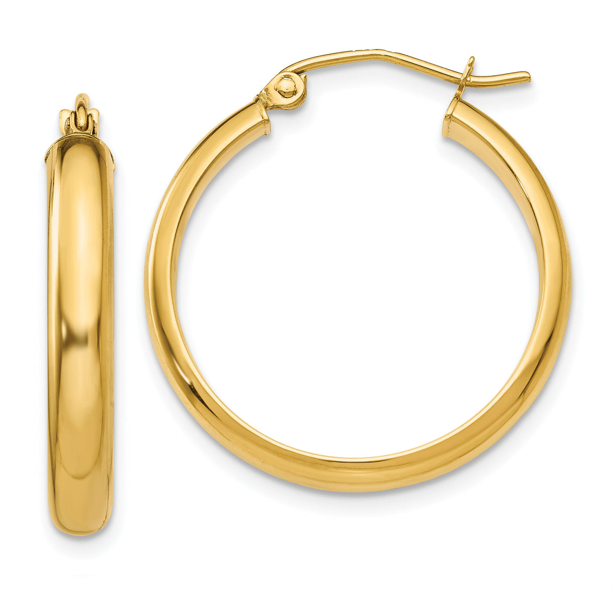 14k Round Tube Hoop Earrings-TC143