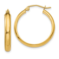 14k Round Tube Hoop Earrings-TC143