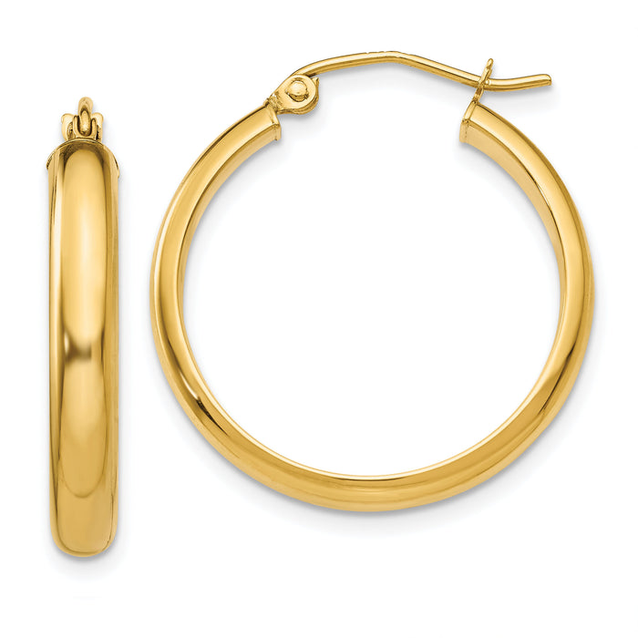 14k Round Tube Hoop Earrings-TC143