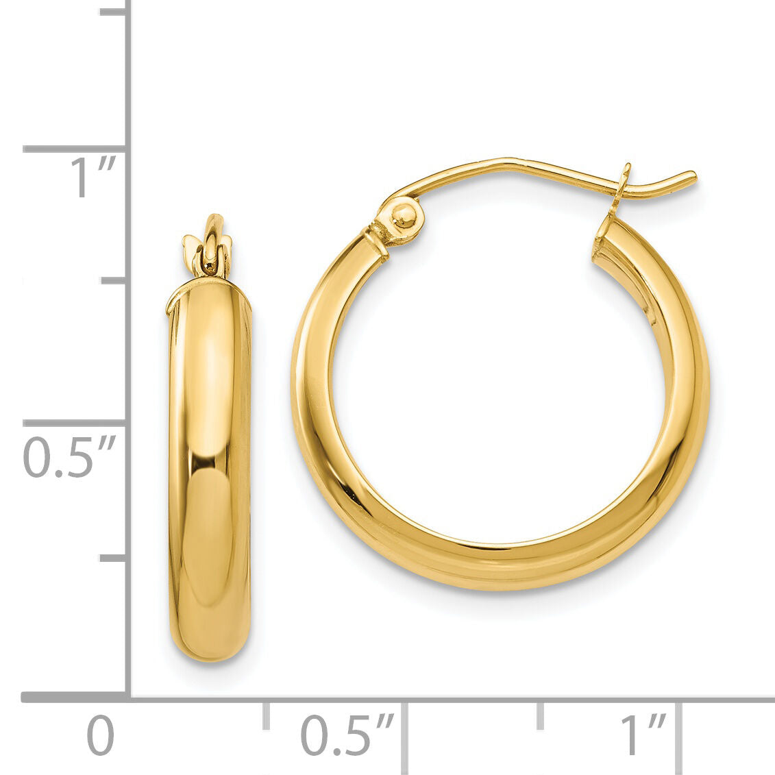 14k Round Tube Hoop Earrings-TC144