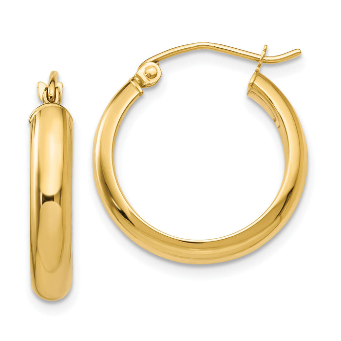 14k Round Tube Hoop Earrings-TC144