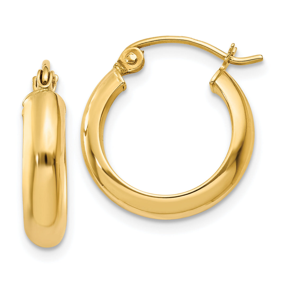 14k Round Tube Hoop Earrings-TC145
