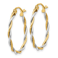 14k Two-tone Polished 1.8mm Twisted Hoop Earrings-TC152