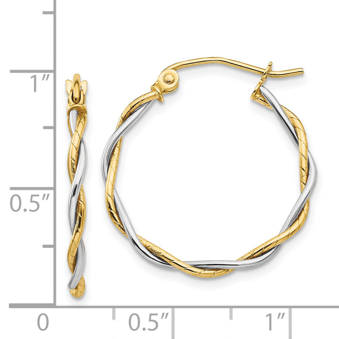 14k Two-tone Polished 1.8mm Twisted Hoop Earrings-TC152