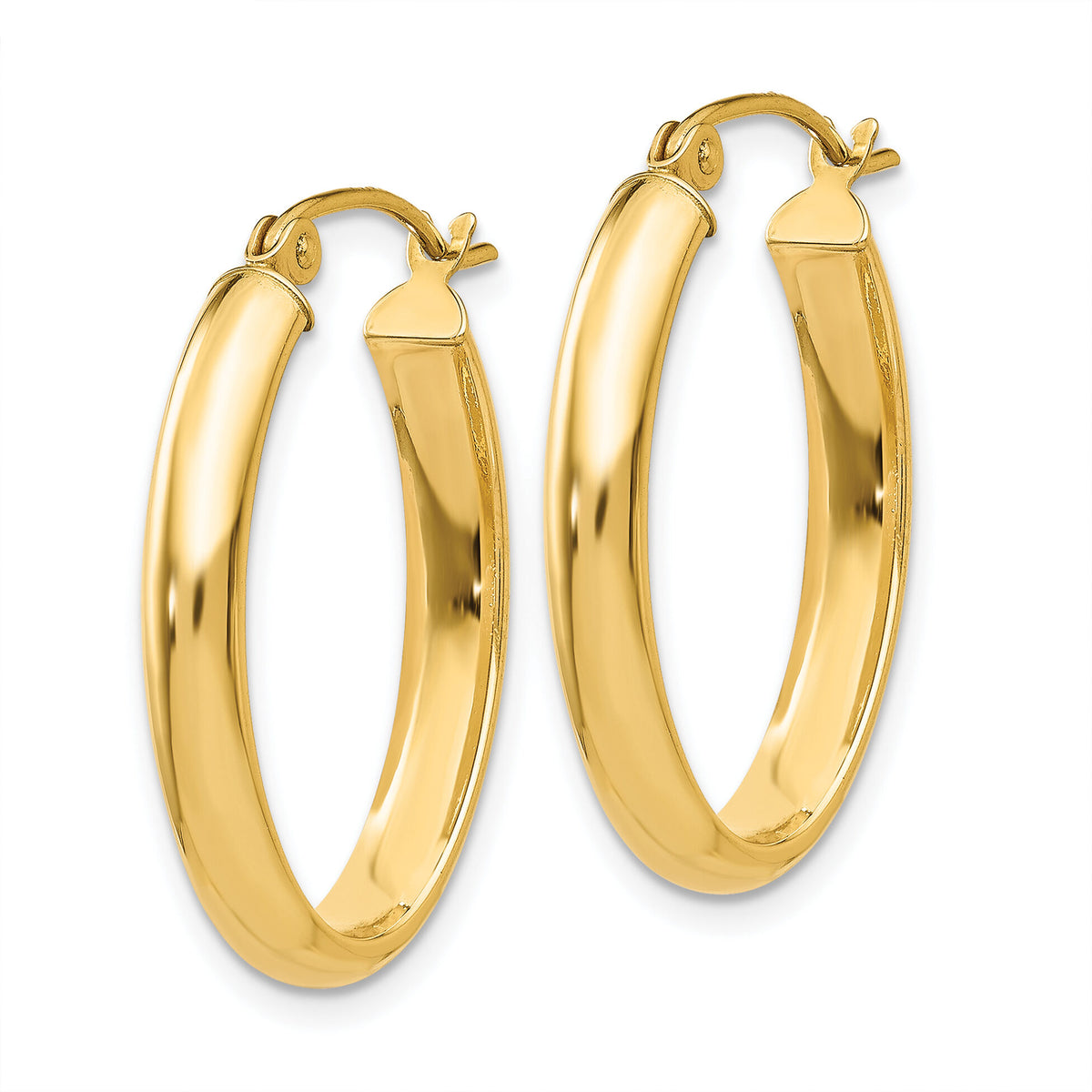 14k Polished 3.5mm Oval Hoop Earrings-TC188
