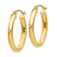 14k Polished 3.5mm Oval Hoop Earrings-TC188