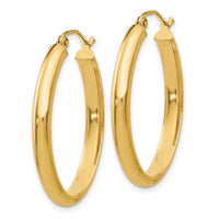 14k Polished 3.5mm Oval Hoop Earrings-TC189