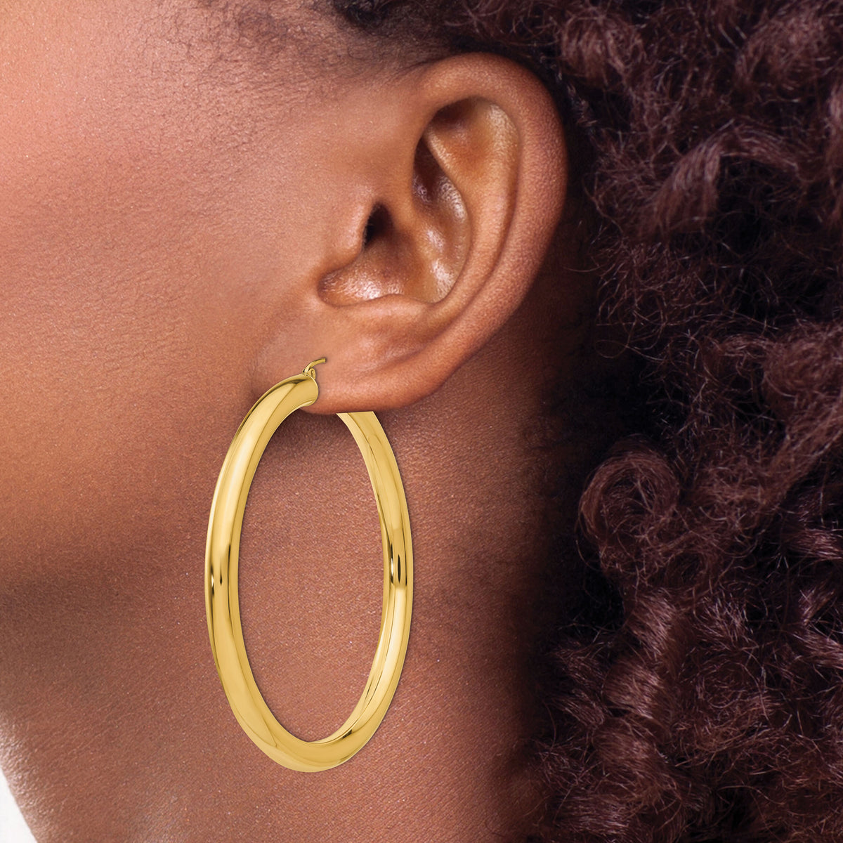 14k Polished 5mm Tube Hoop Earrings-TC194