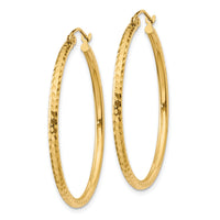 14k Diamond-cut 2mm Round Tube Hoop Earrings-TC230