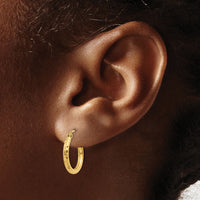 14k Diamond-cut 2mm Round Tube Hoop Earrings-TC234