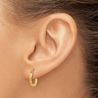 14k Diamond-cut 2mm Round Tube Hoop Earrings-TC235
