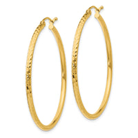 14k Diamond-cut 2mm Round Tube Hoop Earrings-TC236