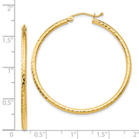 14k Diamond-cut 2mm Round Tube Hoop Earrings-TC236