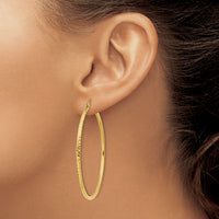 14k Diamond-cut 2mm Round Tube Hoop Earrings-TC238
