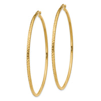 14k Diamond-cut 2mm Round Tube Hoop Earrings-TC239