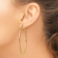 14k Diamond-cut 2mm Round Tube Hoop Earrings-TC239