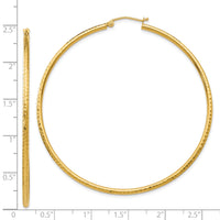 14k Diamond-cut 2mm Round Tube Hoop Earrings-TC239