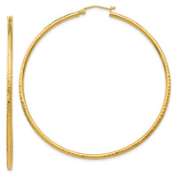 14k Diamond-cut 2mm Round Tube Hoop Earrings-TC239