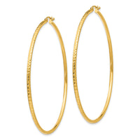 14k Diamond-cut 2mm Round Tube Hoop Earrings-TC240