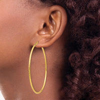 14k Diamond-cut 2mm Round Tube Hoop Earrings-TC240
