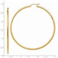 14k Diamond-cut 2mm Round Tube Hoop Earrings-TC240