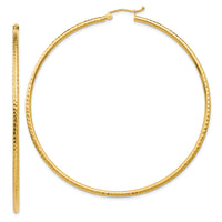 14k Diamond-cut 2mm Round Tube Hoop Earrings-TC240